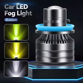 H7 H8 9006 9005 Car Headlight Bulb Led Lens Fog Light Bulbs Fog Lamp White Yellow Green Color 12V Driving Running Lamps