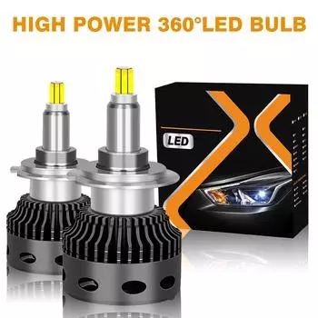 H7 LED Canbus 360 H11 H1 H4 Автомобильные светодиодные лампы для фар 60000LM HB3 HB4 9012 9005 9006 Turbo Bi Led Проектор Авто Противотуманные фары 9012(HIR2) белый
