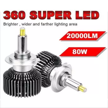 H7 LED Canbus 360 H4 H1 20000LM HB3 HB4 9012 Turbo Bi Led Объектив проектора H11 9005 Лампы для автомобильных фар Авто Противотуманные фары 6000K H1