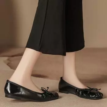 H89-2 soft-soled summer single shoes versatile new soft leather Doudou shoes one-pedal breathable grandma shoes flat shoes women 35