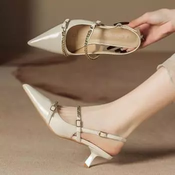H968-5 New summer shoes women s skirt fashionable versatile pointed head bag head high heels thin heel sandals 34