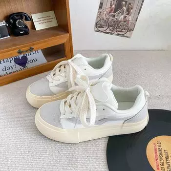 H972 ретро-обувь для хлеба женская обувь 2024 года осень новая круглая головка универсальная нишевая парусиновая обувь маленькие белые туфли обувь для доски 35 чёрный