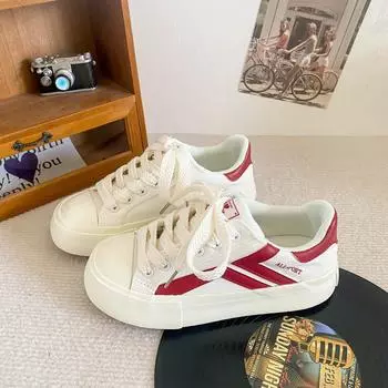 H981 popular thick-soled little white shoes women s 2024 new spring and autumn versatile board shoes lace-up niche ins trendy canvas shoes 35
