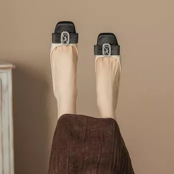 H988-25 square head high heels women s autumn new thick heel light luxury single shoes women are not tired of mid-heel soft sole 34