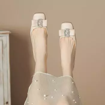 H988-25 туфли на высоком каблуке с квадратной головкой женские 2024 осень новые толстые каблуки легкие роскошные одинарные туфли женщины не устали от среднего каблука мягкая подошва 34 чёрный