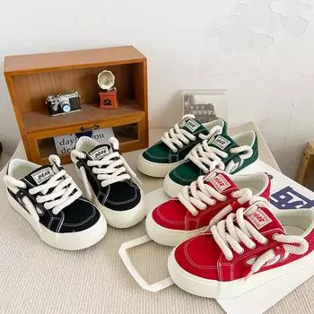 H997 Hong Kong style retro niche canvas shoes women s leisure 2025 new popular niche super fire fashion thick baseplate shoes 35 красный