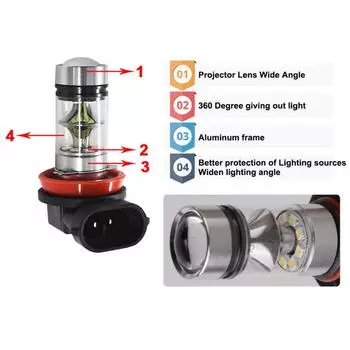 H9 Led H7 H11 9005 HB3 9006 HB4 100 Вт 6000 К супер белые светодиодные противотуманные фары для автомобиля противотуманные фары светодиодные фары