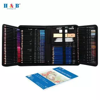 H&B, 145 предметов, профессиональные масляные цветные карандаши и набор для эскизов, угольный графитовый ластик для карандашей 145pcs Art Set