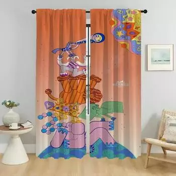 H-hermes Shades Шторы для спальни, оконные шторы для комнаты, 2 панели, занавески для домашнего интерьера, перегородки, украшения на Хэллоуин, ребенок W50xH70cmx2pcs-CL