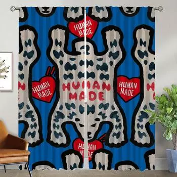 H-human Mades Kitchen Curtains 2 Pieces Halloween Decoration Home Interior Curtains for Living Room Curtain Tulle for Bedroom W50xH70cmx2pcs-CL