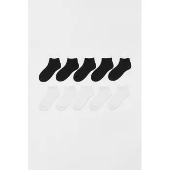 H M 10 pack ankle socks set black white