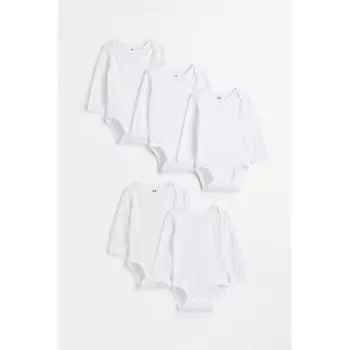 H M 5 piece bodysuit set white