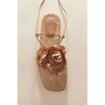 H M applique espadrille sandals light beige