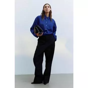 H&M атласная рубашка синяя 1151240010