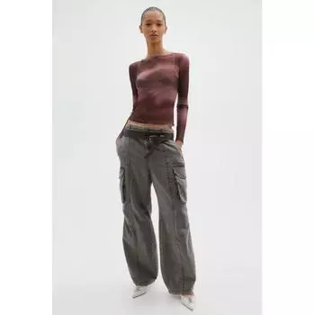 H M Baggy Fit Low Rise Cargo Jeans Grey