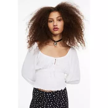 H&M Блуза с деталями для курения, белая 1134718001