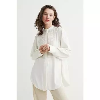 H&M блузка с кружевной отделкой белая 1061535001