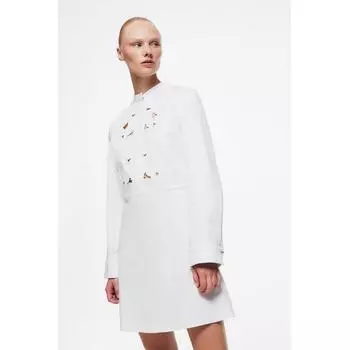 H M Broderie Anglaise Detail Dress White