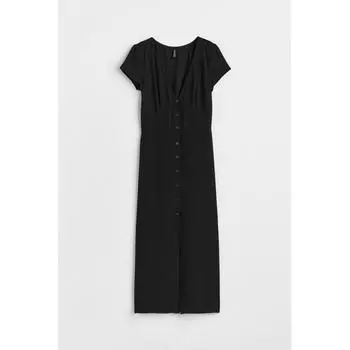 H M button front cr pe dress black