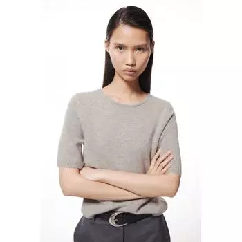 H M cashmere t shirt greige melange