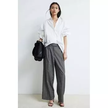 H M Chris Leg Pants Dark Grey Melange