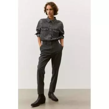 H M Cigarette Pants Dark Gray Pinstripe