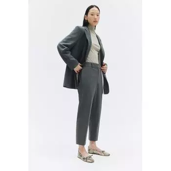 H M Cigarette Pants Dark Grey Green