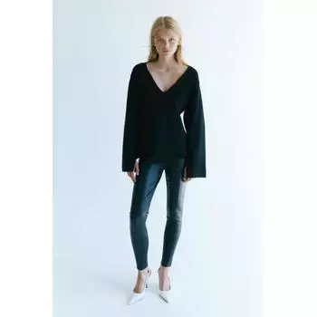 H M Coated Criss Front Leggings Black
