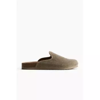 H M corduroy mules dark beige