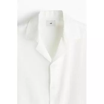 Рубашка из смеси хлопка и сирсакера HM белая M