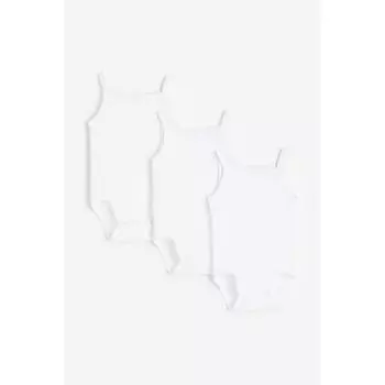 H M Cotton Bodysuit 3 Pack Set White
