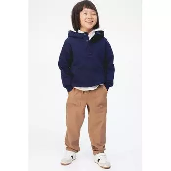 H M Cotton canvas jogger pants dark beige
