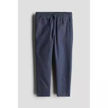 H M Cotton Canvas Jogger Pants Dark Blue