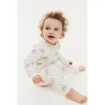 H M cotton leggings white ribbon