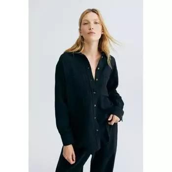 H M cotton shirt black