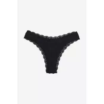 H M Cotton Thong Panty 3 Piece Set Black