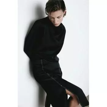 H M cowl neck satin blouse black