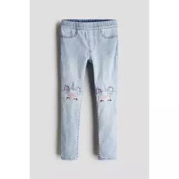 H M denim jeggings light denim blue unicorn