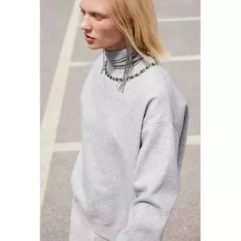 H M design sweatshirt light grey melange