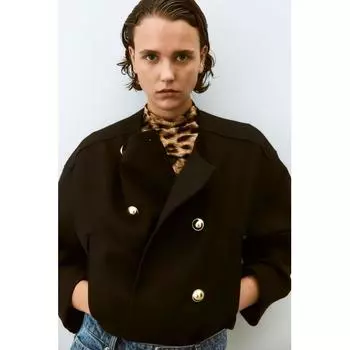 H M Double Breasted Jacket Black