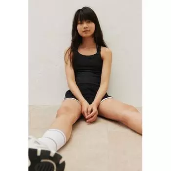 H M DryMove Sleeveless Short Sport Top Black