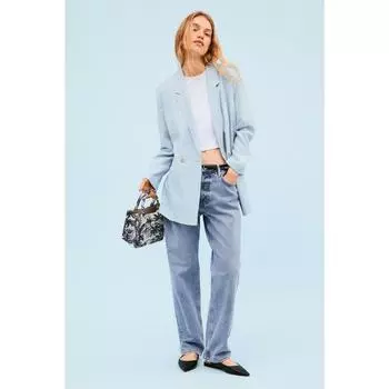 H&M двубортный пиджак голубой 1043913007