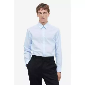 H&M Easy Care Regular Fit Рубашка Голубая 0977237015