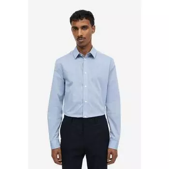 H&M Easy Care Slim Fit Рубашка Голубая 0976709008