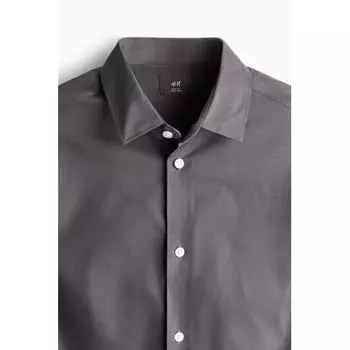 Рубашка HM Easy Care slimM Fit темно-серая XXL