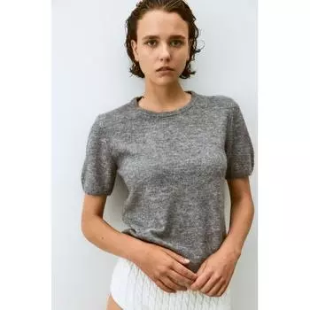 H M Fine knit sweater grey melange