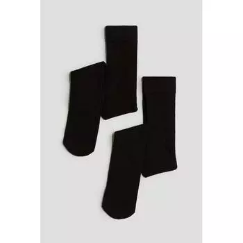 H M Fine knit Tights 2 Pack Black
