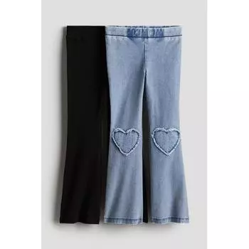 H M Flare Jeggings 2 Piece Set Denim Blue Black