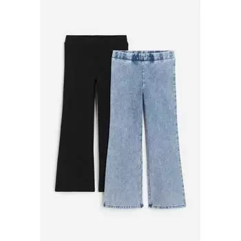 H M Flare Jeggings 2 Piece Set Denim Blue Black