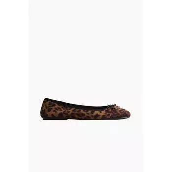 H M flat shoes dark beige leopard print